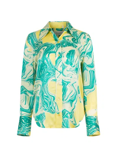 Shop Equipment Women's Quinne Swirled Satin Shirt In Sunshine Multi