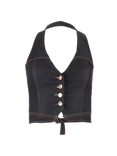 Shop Retroféte Women's Brielle Vest In Dark Denim Foiling