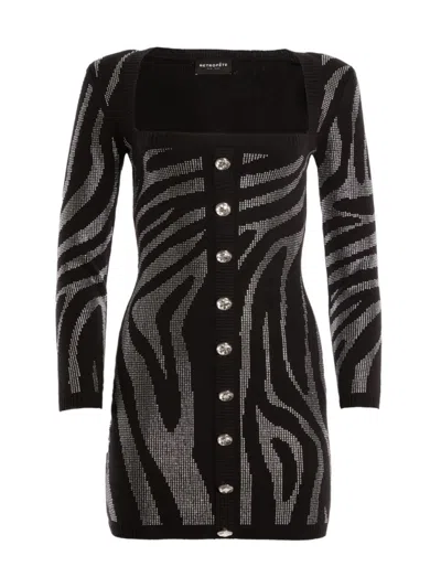 Shop Retroféte Women's Natalya Dress In Black Silver Zebra