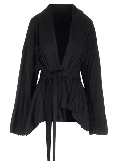 Shop Rick Owens Asymmetric Hem Belted Kimono In Black