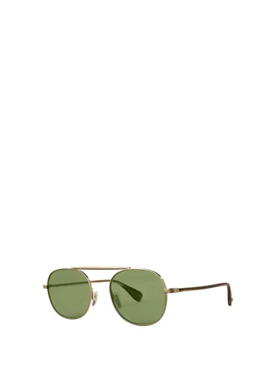 Shop Garrett Leight Sunglasses In Gold-sap Tortoise/flat Pure Green