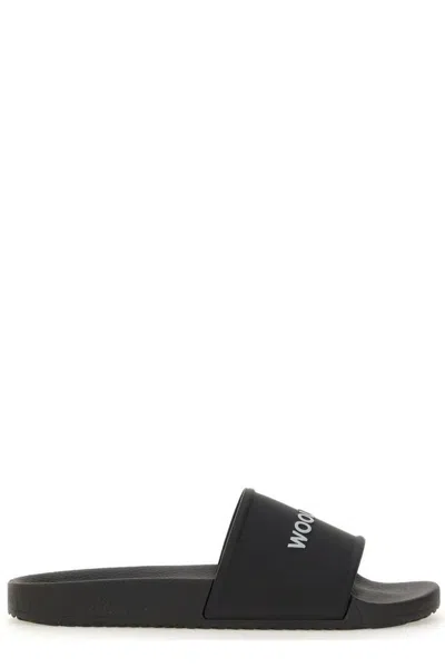 Shop Woolrich Logo Printed Slip In Black