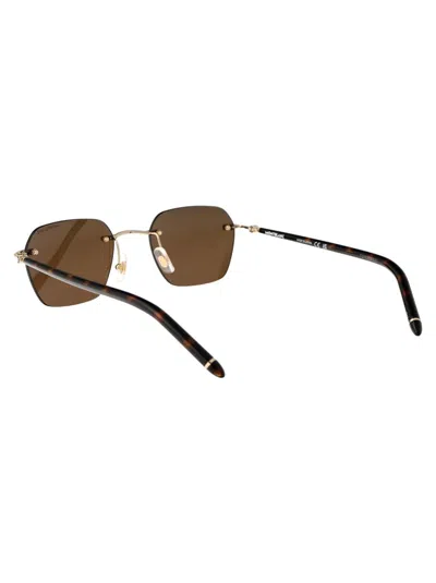 Shop Montblanc Sunglasses In 004 Gold Havana Brown