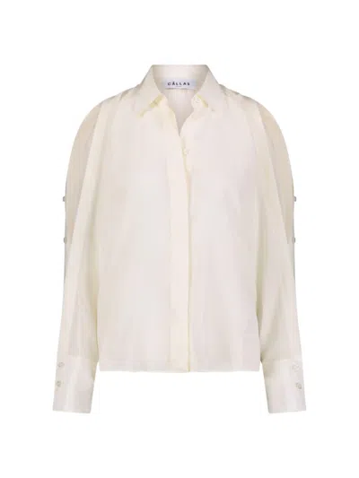 Shop Callas Milano Women's Gita Buttoned Sleeve Shirt In Silk White