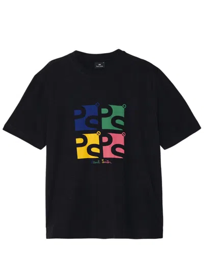 Shop Ps By Paul Smith Ps Paul Smith Mens Reg Fit Ss T Shirt Square Ps Clothing In Black