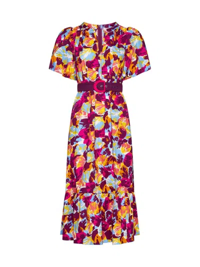 Shop Diane Von Furstenberg Polina Floral Printed Belted Dress In Multi