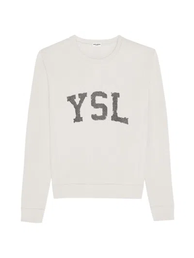 Shop Saint Laurent Women's Cassandre Sweatshirt In Dirty Ecru