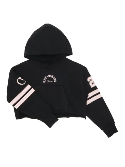 Shop Off-white Little Girl's & Girl's 'team 23' Crop Hoodie In Black Pink