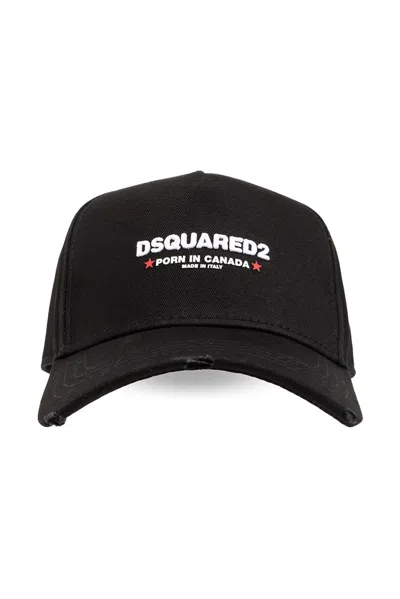 Shop Dsquared2 Rocco Twill Distressed Baseball Hat In Black