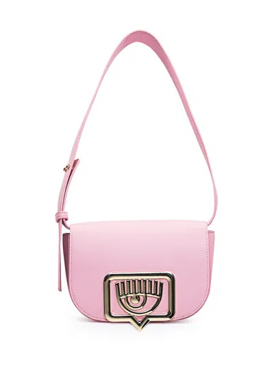 Shop Chiara Ferragni Eyelike Motif Foldover Top Shoulder Bag In Pink