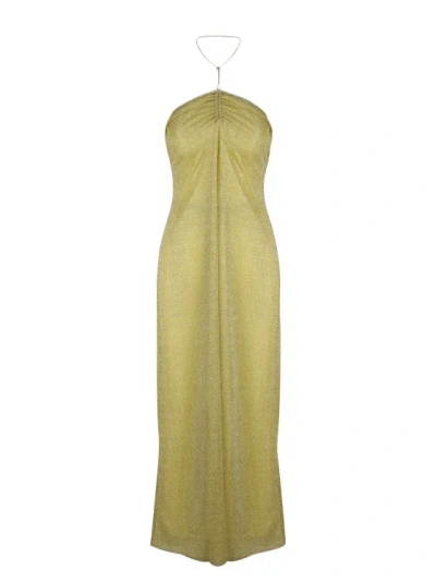 Shop Oseree Lumière Empire Dress In Yellow