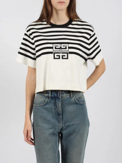 Shop Givenchy 4g Stripes Cotton T-shirt In White