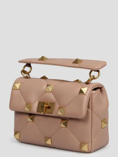 Shop Valentino Medium Roman Stud The Shoulder Bag In Pink