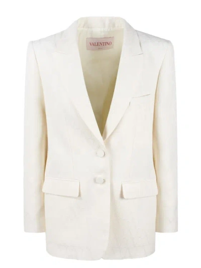 Shop Valentino Toile Iconographe Crepe Couture Blazer In White
