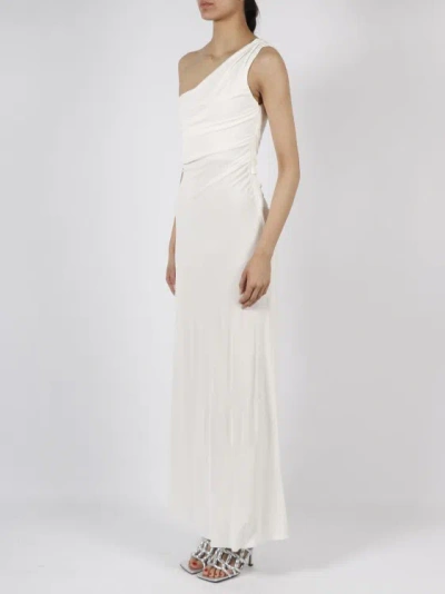 Shop Alberta Ferretti One Shoulder Long Dress In White
