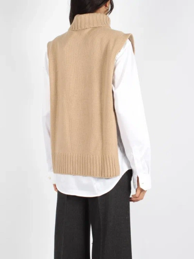 Shop Vince Poncho Turtleneck Sweater In Brown