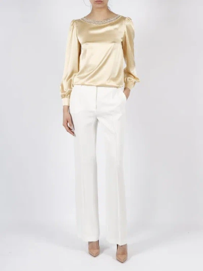 Shop Alberta Ferretti Tailored Enver Satin Trousers In White