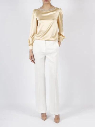 Alberta Ferretti Tailored Enver Satin Trousers In White