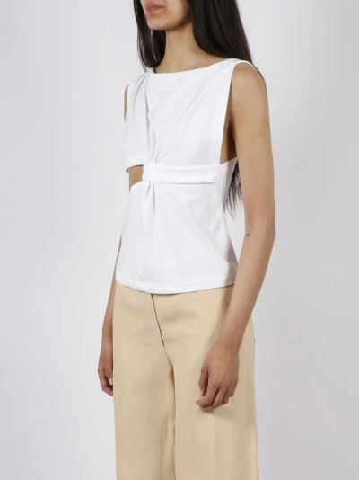 Shop Alberta Ferretti Eco-friendly Jersey Knot Top In White