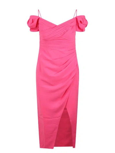 Shop Self-portrait Iris Midi Dress In Pink