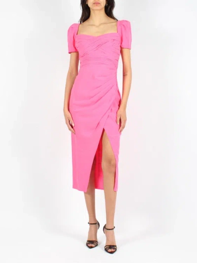 Shop Self-portrait Iris Midi Dress In Pink