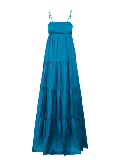 Shop The Rose Ibiza Formentera Silk Long Dress In Blue