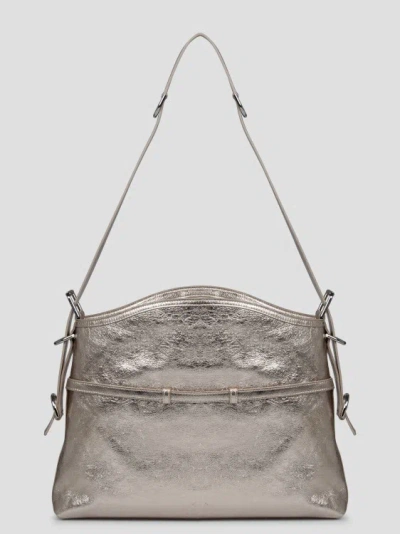 Shop Givenchy Laminated Leather Medium Voyou Bag In Metallic