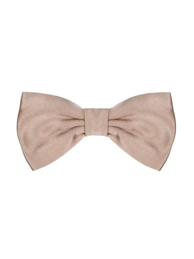 Shop Tagliatore Silk Bow Tie In Neutrals