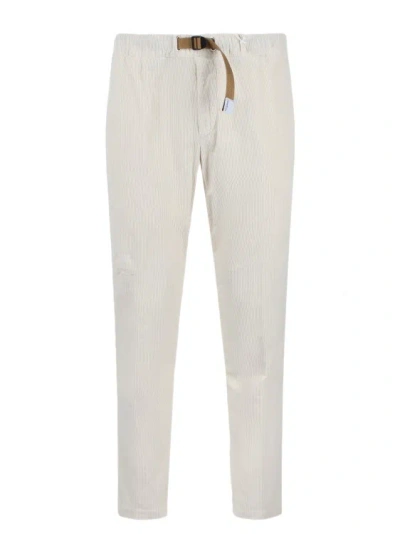 Shop White Sand Ribbed Velvet Trousers In White