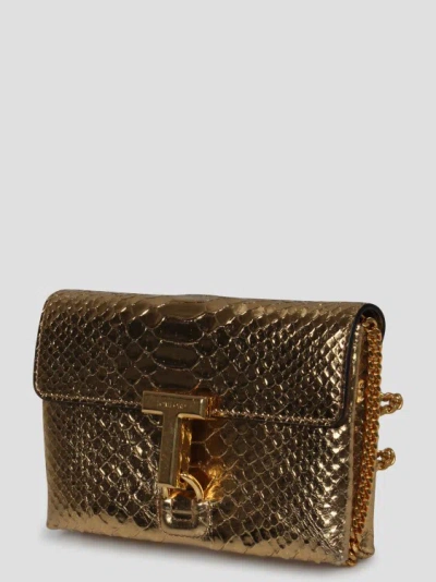 Shop Tom Ford Laminated Stamped Python Leather Monarch Mini Bag In Metallic