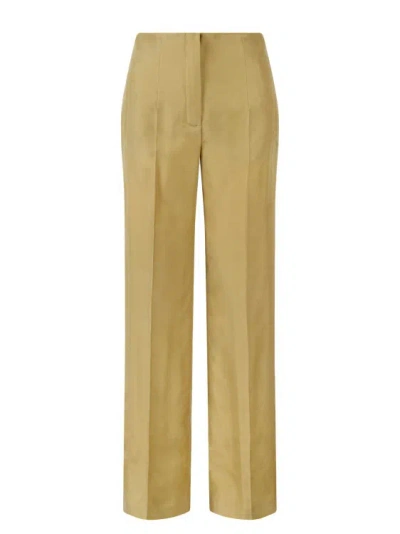 Shop Alberta Ferretti Wide Silk Habotai Trousers In Brown