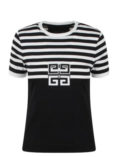 Shop Givenchy 4g Stripes Cotton T-shirt In Black