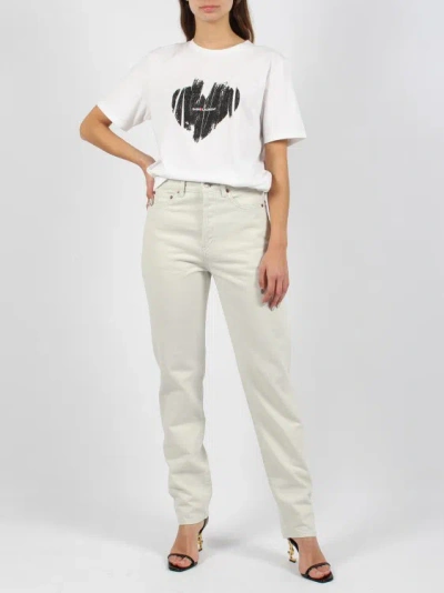Shop Saint Laurent "heart" T-shirt In White