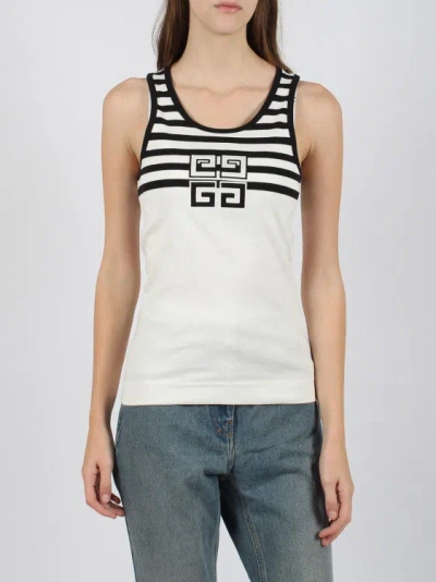 Shop Givenchy 4g Stripes Cotton Tank Top In White