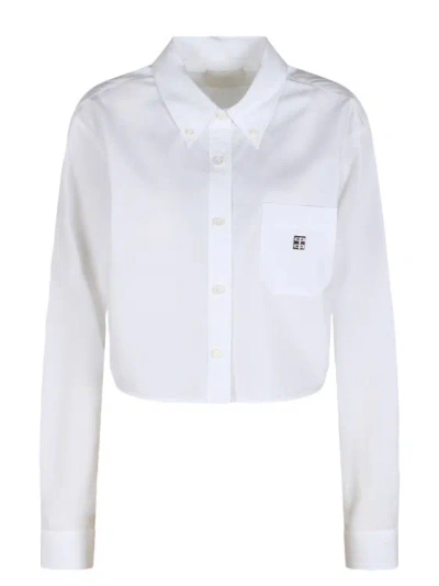 Shop Givenchy Poplin Cropped Shirt In White