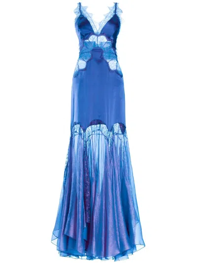 Shop Maria Lucia Hohan Blue Issa Lace Satin Gown