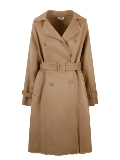 Shop P.a.r.o.s.h Double Breasted Wool Coat In Brown