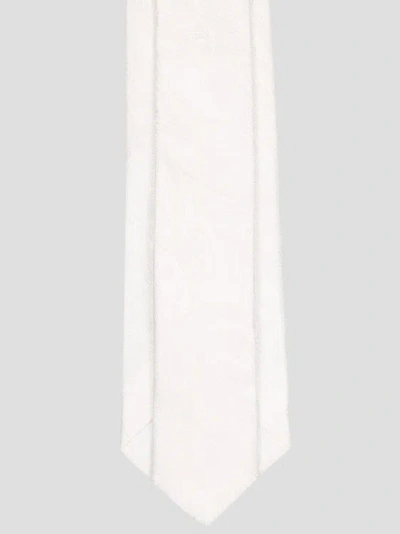 Shop Tagliatore Jacquard Silk Tie In White