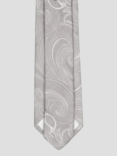 Shop Tagliatore Satin Tie In Grey
