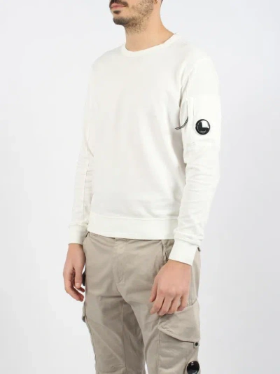 Shop C.p. Company Light Fleece Sweatshirt In White