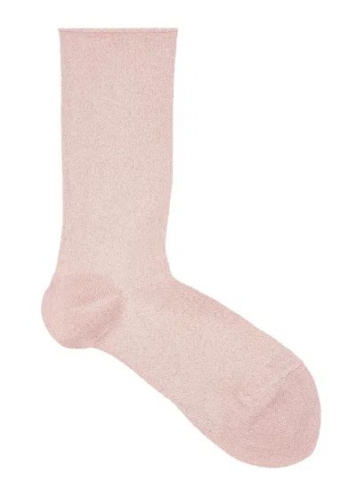 Falke Shiny Metallic-weave Socks In Light Pink
