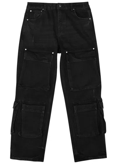 Shop Represent R3ca Straight-leg Cargo Jeans In Black