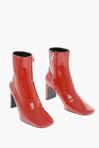 Shop Diesel Patent Leather D-millenia Square Toe Boots 7.5cm