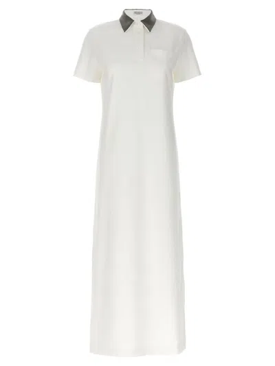 Shop Brunello Cucinelli 'monile' Long Dress In White