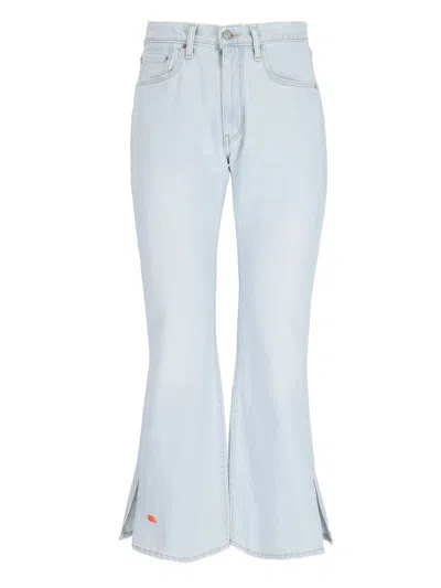 Erl Straight Leg Trousers Side Slits In Blue