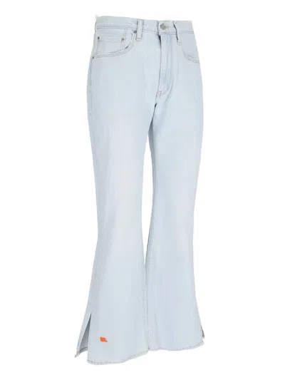 Erl Straight Leg Trousers Side Slits In Blue