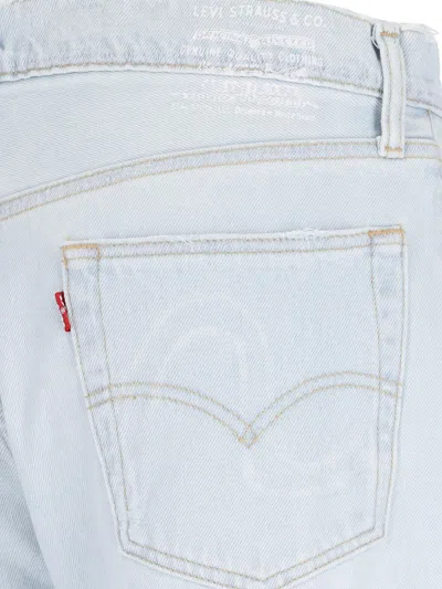 Erl Straight Leg Trousers Side Slits In Blue
