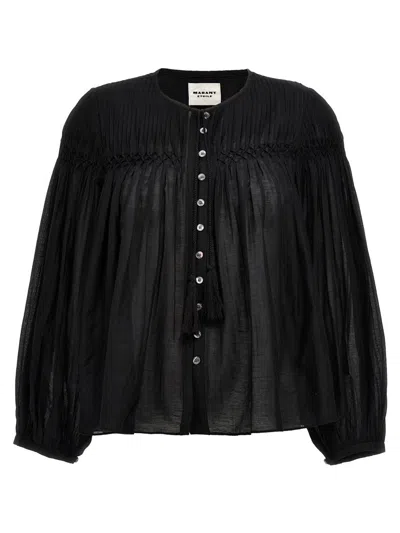 Isabel Marant Étoile 'plalia' Black Shirt With Pleated Details In Black