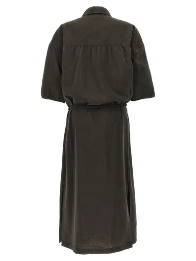 Shop Lemaire 'asymmetrical Shirt' Dress In Brown