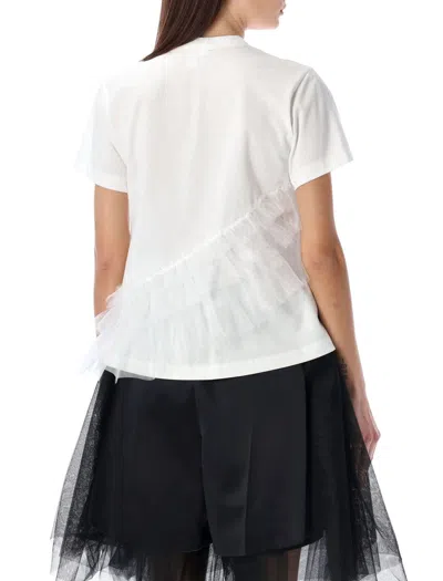 Shop Noir Kei Ninomiya Ruffle Tulle Insert T-shirt In White